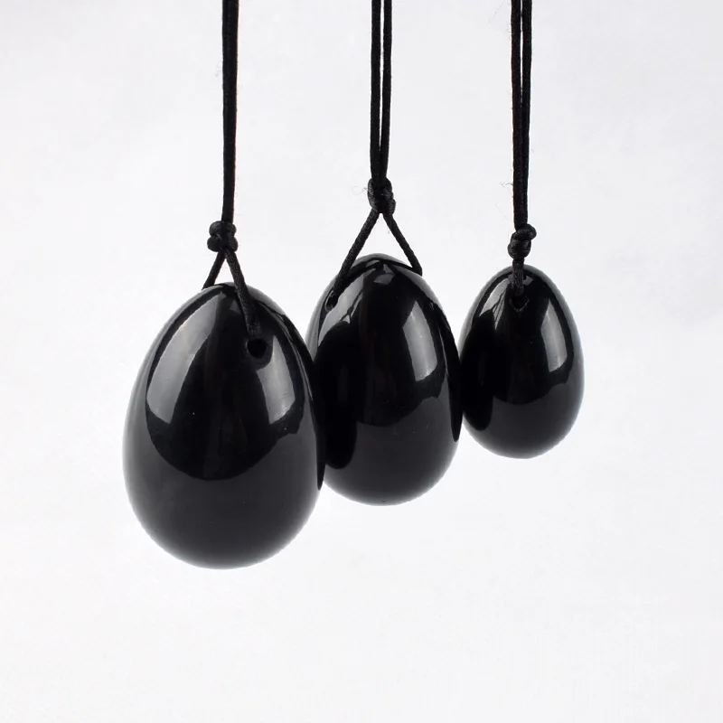 3 Teile/satz Drilled Natural black obsidian Yoni Eggs Kegel Exercise Wa Ben Ball | Дом и сад