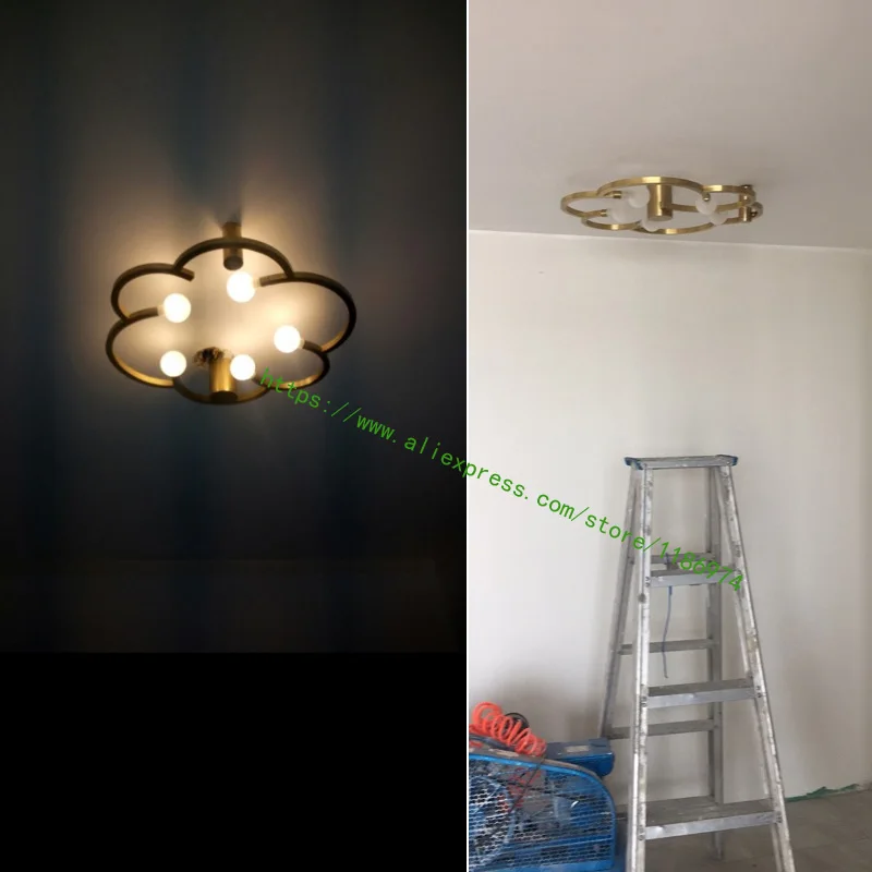 Потолочный светильник в американском стиле медный простой для гостиной спальни