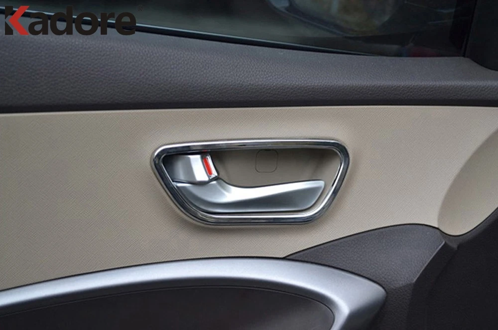 Для hyundai Santa Fe 2013 ABS хромированные аксессуары для вентиляционного отверстия отделка+ внутренняя дверная ручка Крышка для автомобиля