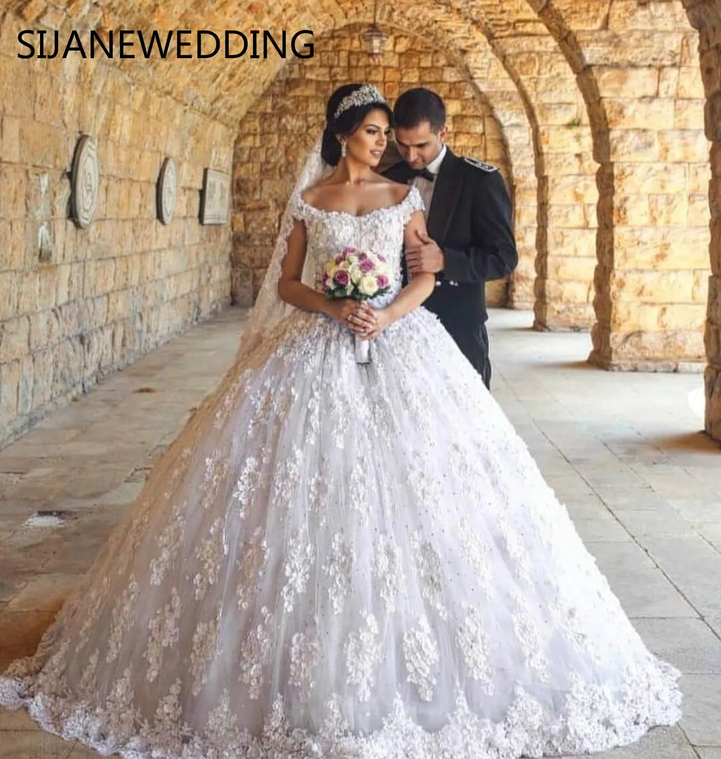 Свадебное Платье Vestidos De Noiva кружевной вырез лодочкой платье с цветами бальное