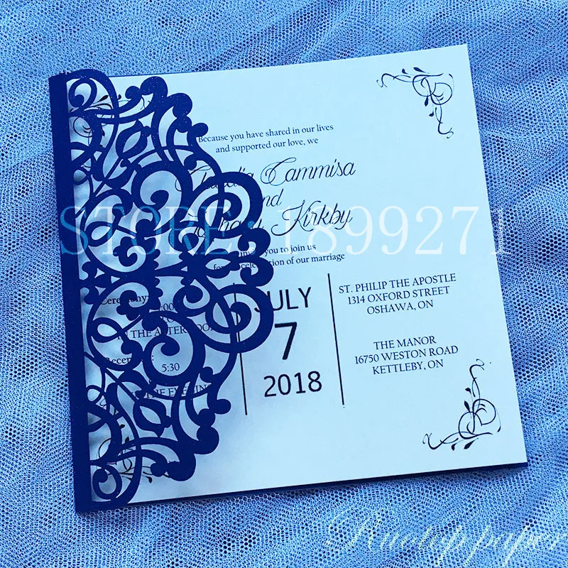 Пользовательские цвета свадебные приглашения карты жемчужная бумага лазерная