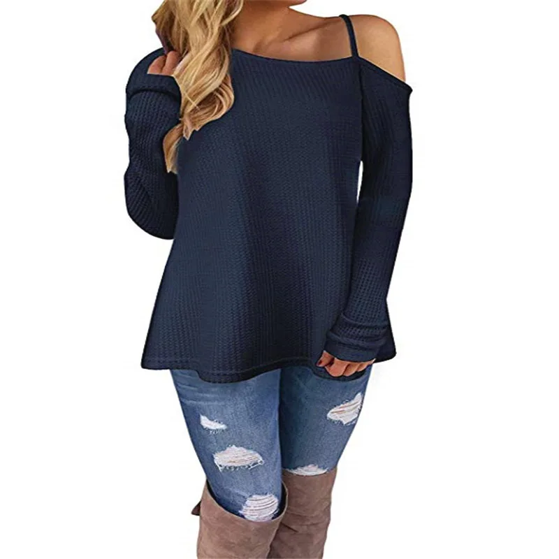 2019 New Autumn Winter Knitted Women Sweaters Pullovers Long Sleeve Off Shoulder Sweater Slim Pull Femme Jumpers Sueter Mujer | Женская