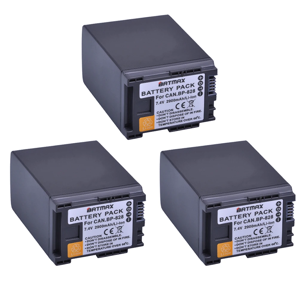 3 шт. 7 4 В 2900 мАч BP 828 аккумуляторная батарея BP828 батареи камеры для Canon HF G30 HFG30 XA20 XA25