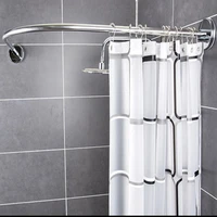 curtain rod free punching shower curtaincurved corner telescopi curved bathroom hanging curtain thick waterproof