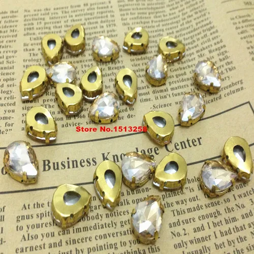45 шт./лот золотой цвет шампанского 10x14 мм грушевидной формы кристаллический