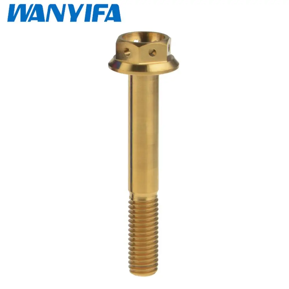 Gold Титановые болты waniifa M8 20 25 30 35 40 45 55 мм с фланцевой головкой, шестигранные винты для мотоцикла - Цвет: Gold