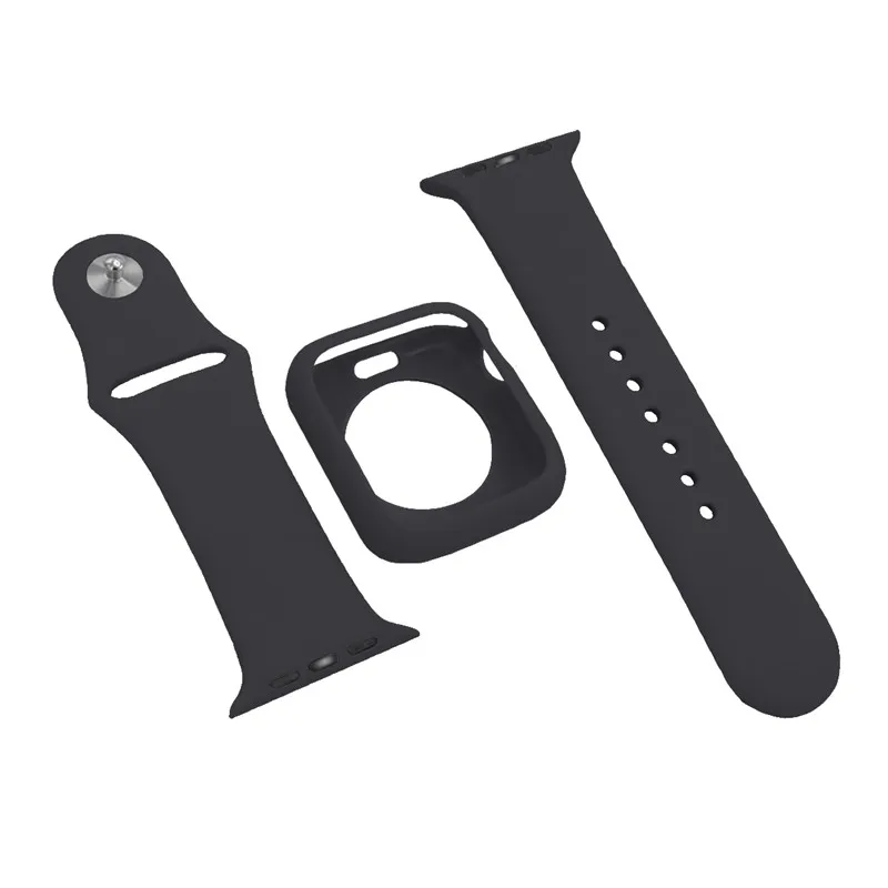 black ТПУ чехол и силиконовый ремешок 2 в 1 для Apple watch 4 5 42 мм 38 мм 44 мм 40 мм браслет ремешок для iwatch серии 3/2/1 аксессуары - Цвет ремешка: black