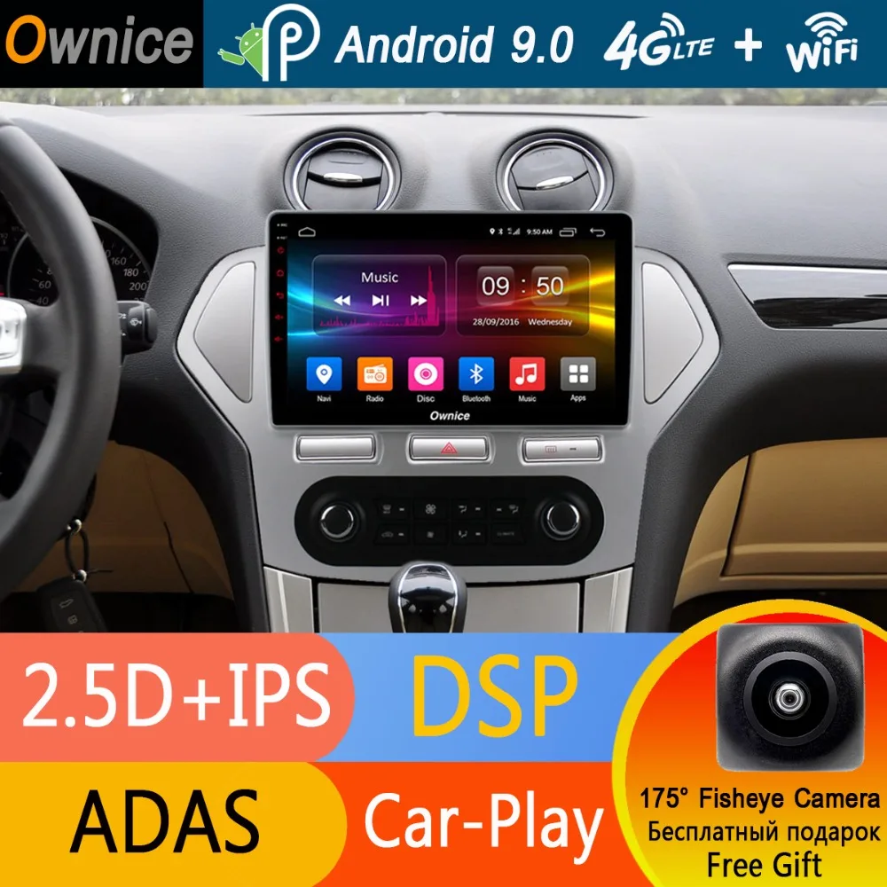 1Din 10 1 &quot2.5D IPS Android 9 0 Octa Core 4G RAM + 32G ROM автомобильный DVD GPS CarPlay DSP радио для Ford Mondeo 2007 2008