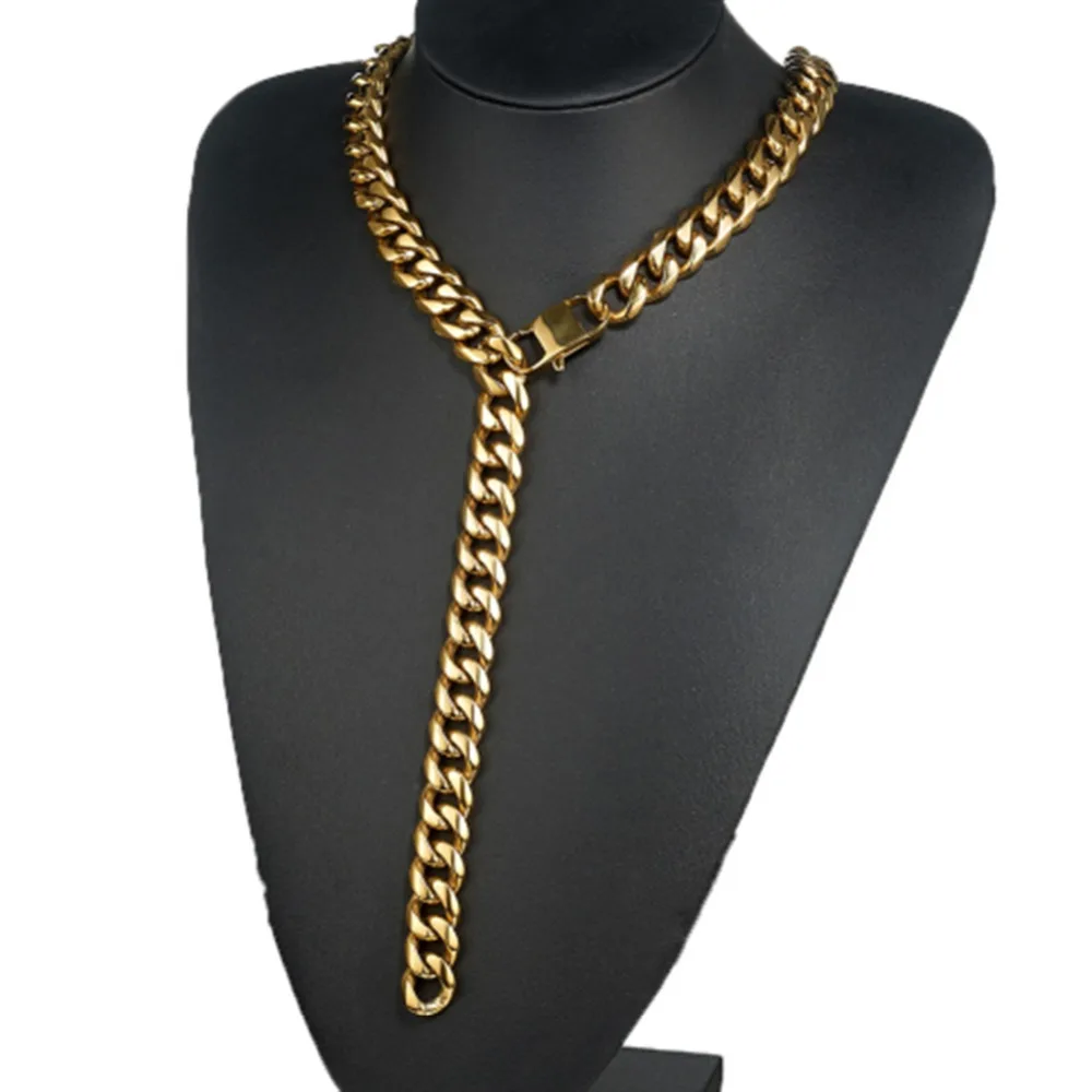 13-19MM Xxxtentacion Heavy Cool Choker Collar Tail Rapper Miami Cuban Link Chain Stainless Steel Gold Necklace Men's Jewelry New |