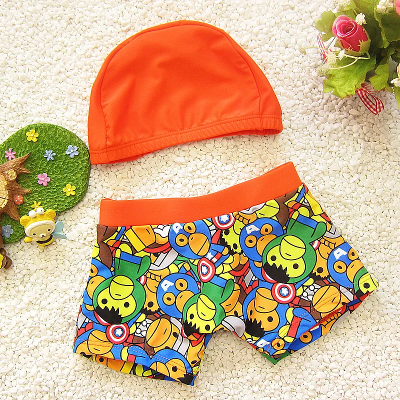 Быстросохнущий купальник для мальчиков Шапочка + шорты детский с принтом рыбы