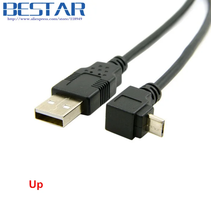 Вверх и вниз Угловой 90 градусов USB Micro штекер к зарядный кабель для передачи