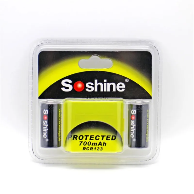 2 шт./лот Soshine 700 мАч 3 7 в Li Ion RCR123 защищенный 16340 Перезаряжаемые Батарея с