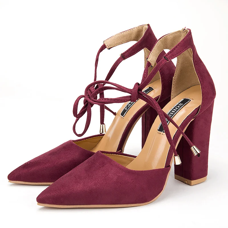 Женские замшевые туфли на высоком каблуке с ремешком щиколотке|thick heel pumps|heels pumpshigh