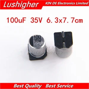 Алюминиевый электролитический конденсатор SMD, размер 100x6,3 мм, 35 в, 7,7 мкФ, 10 шт.