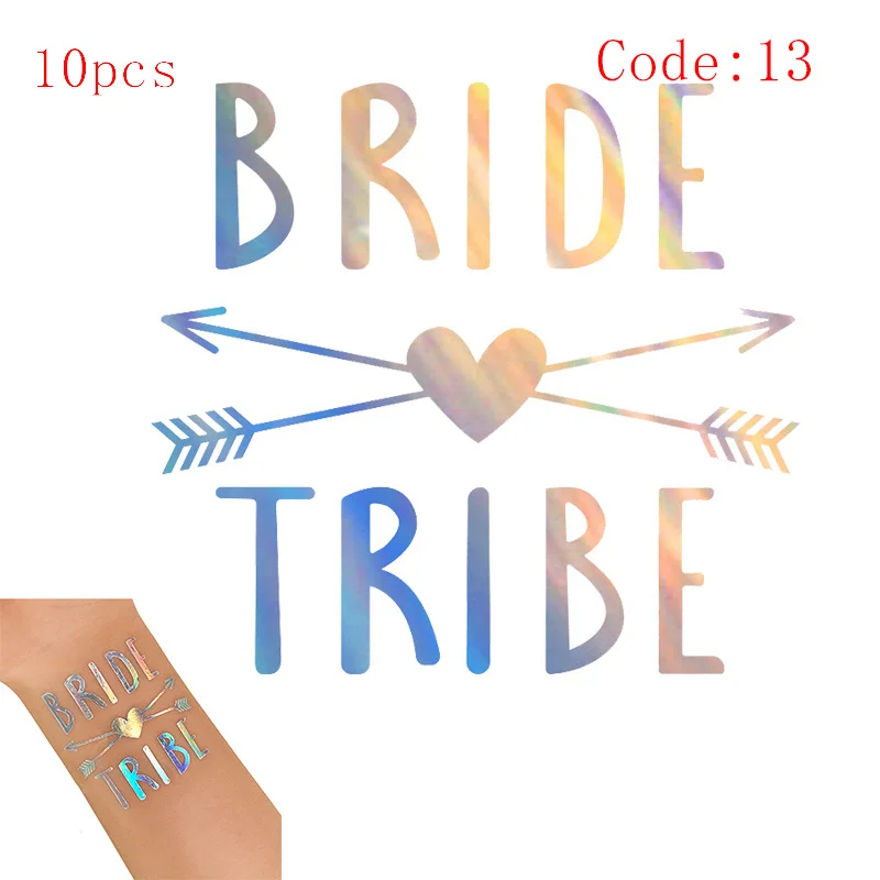 10pcs-code13 10 шт. свадебное украшение невесты to be татуировки наклейки свадебные принадлежности Команда Невесты Девичник курица вечерние Фламинго Boda - Цвет: 10pcs-code13