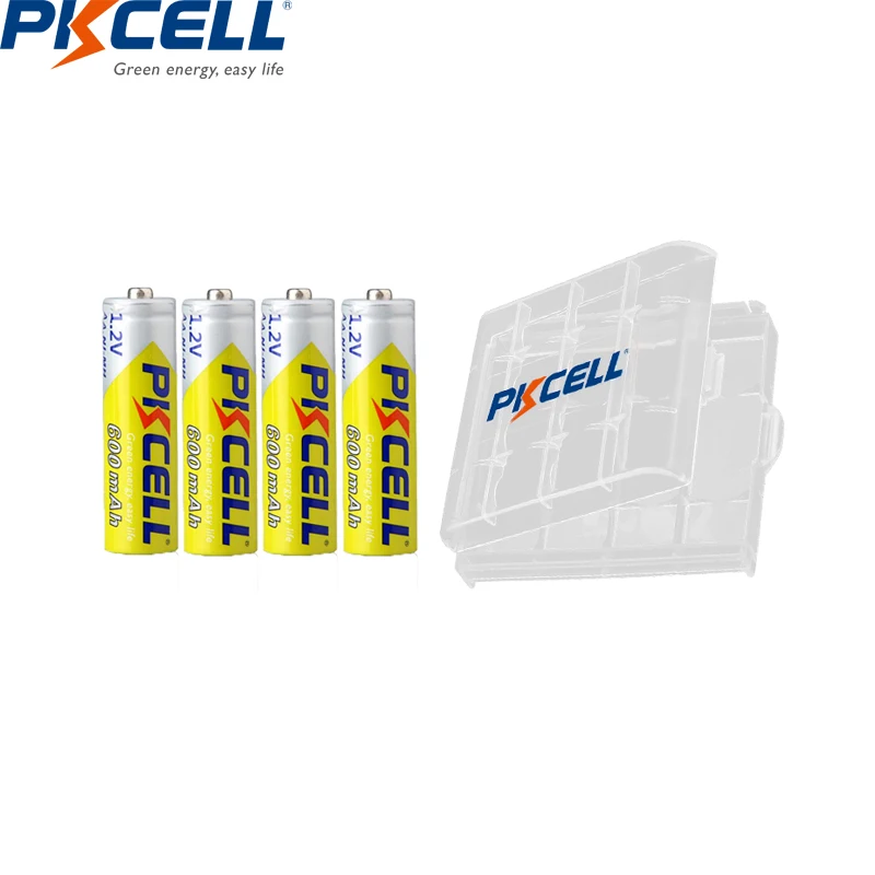 

4PCS PKCELL AA battery 600mah 1.2v NIMH AA rechargeable batteries aa batteria recharge and 1pcs AA battery box for Camera toys
