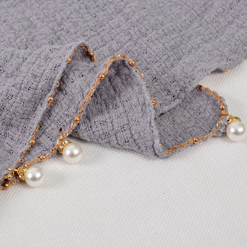 Женский длинный шарф с жемчужинами [BYSIFA] черный шарф-платок из смешанного хлопка