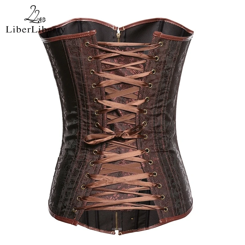 Корсет с молнией спереди жаккардовая одежда для похудения|zipper corset|corset browncorset style |