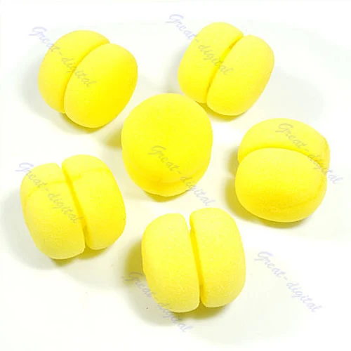 6 шт./лот мягкие спонж для волос с желтыми шариками бигуди|soft hair rollers|hair curlers rollers