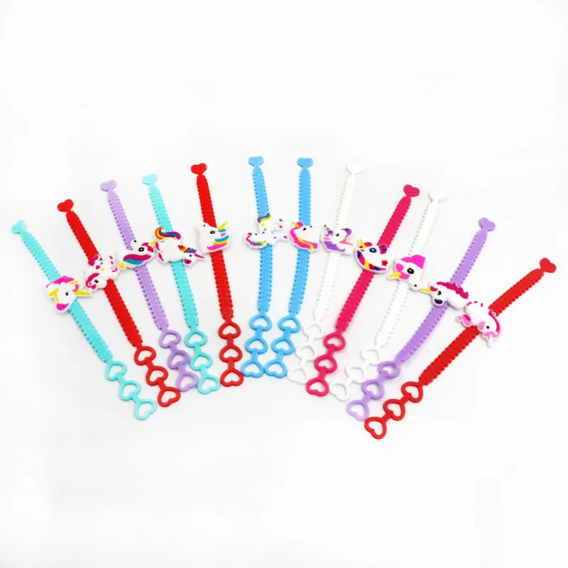 20 шт./лот милый Единорог радуга пони цвета силиконовый браслет Детский костюм