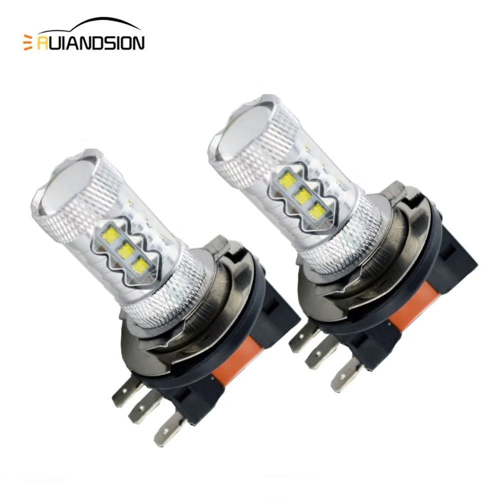 2 шт. H15 светодиодный КРИ чипы 16SMD светодиодный 12V 24V высокой мощности белый 6000K светодиодный лампы для авто внешний противотуманный светильник головной светильник