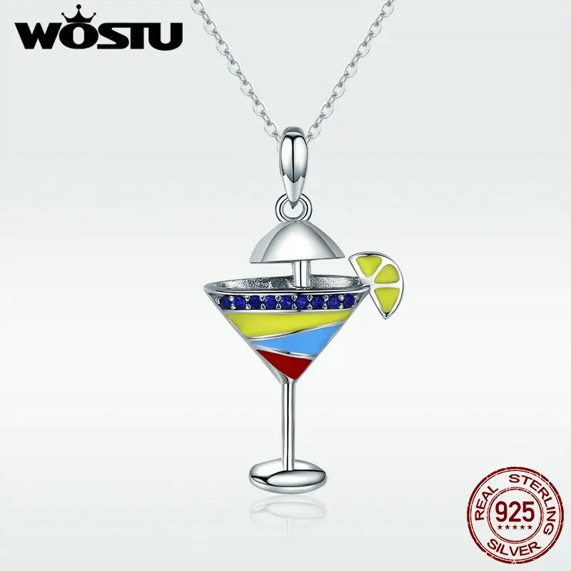 WOSTU 2019 Летний стиль 925 пробы серебро холодный напиток чашка кулон Цепочки и