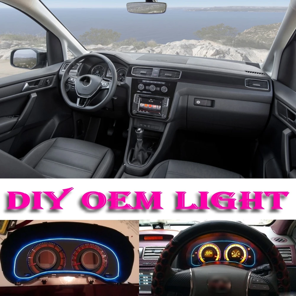 Автомобильный атмосферный светильник гибкий неоновый EL Wire интерьерный