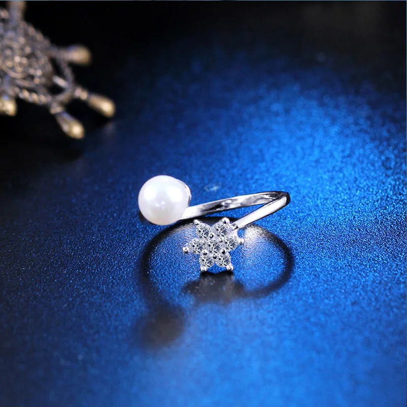 Жемчужное блестящее микро Кристал для свадьбы кольцо помолвки из стерлингового