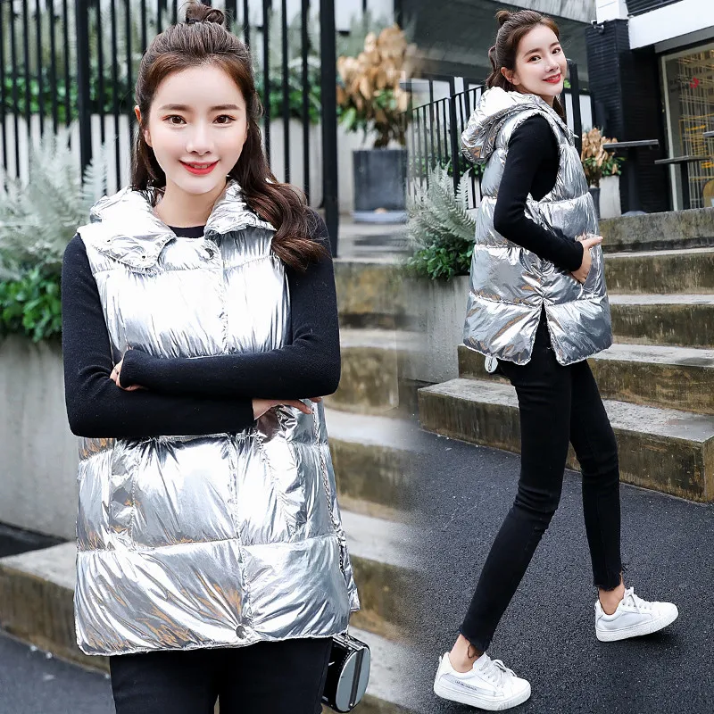 Новые Брендовые женские жилет зимняя куртка с капюшоном теплая Повседневное