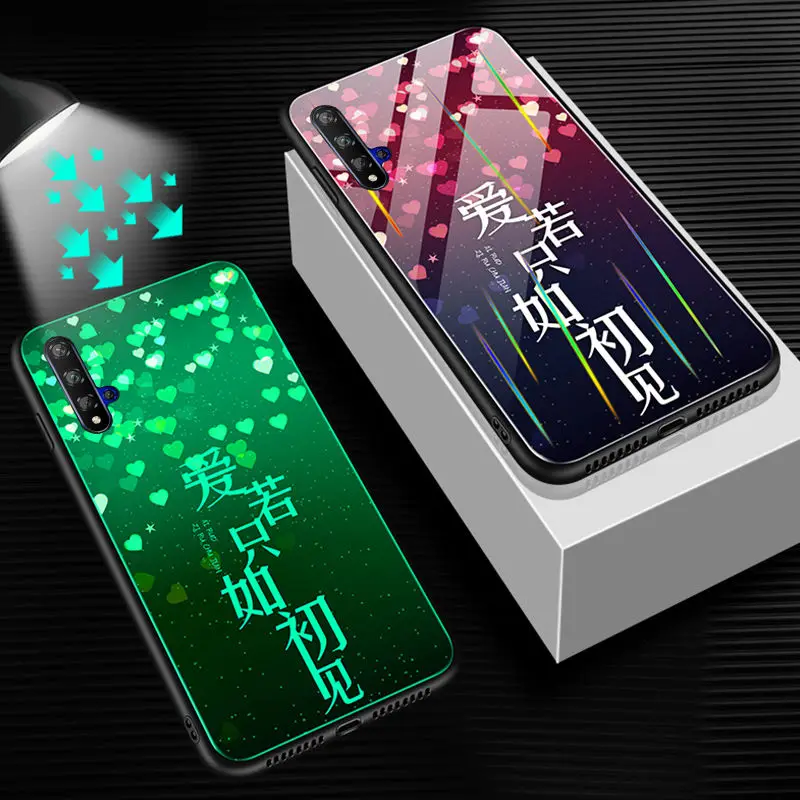 Светящийся чехол для телефона huawei Honor 20, чехол, светящаяся задняя крышка из закаленного стекла для huawei Honor 20 Pro, чехол, силиконовый чехол