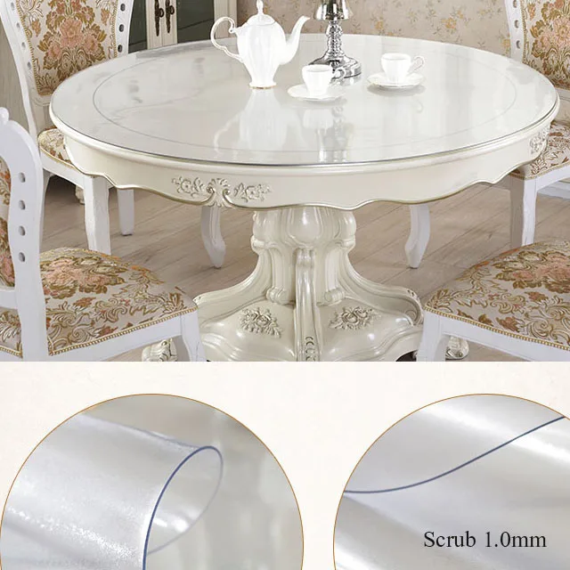 Frosted pattern1.0mm 1,5 мм ПВХ круглая скатерть Прозрачная D' Водонепроницаемая скатерть кухонный стол картина масляная скатерть стеклянная мягкая ткань - Цвет: Frosted pattern1.0mm