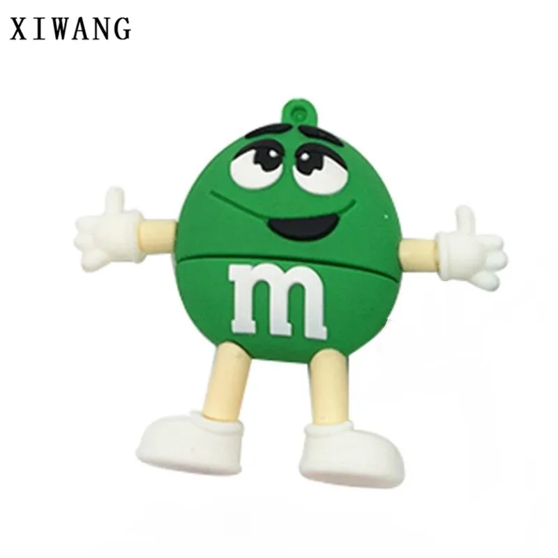 green USB флеш-накопитель 128 Гб мультфильм M& M Chocolate Bean usb 2,0 4 ГБ 8 ГБ Флешка 16 Гб Флешка 32 Гб 64 Гб usb карта памяти - Цвет: green