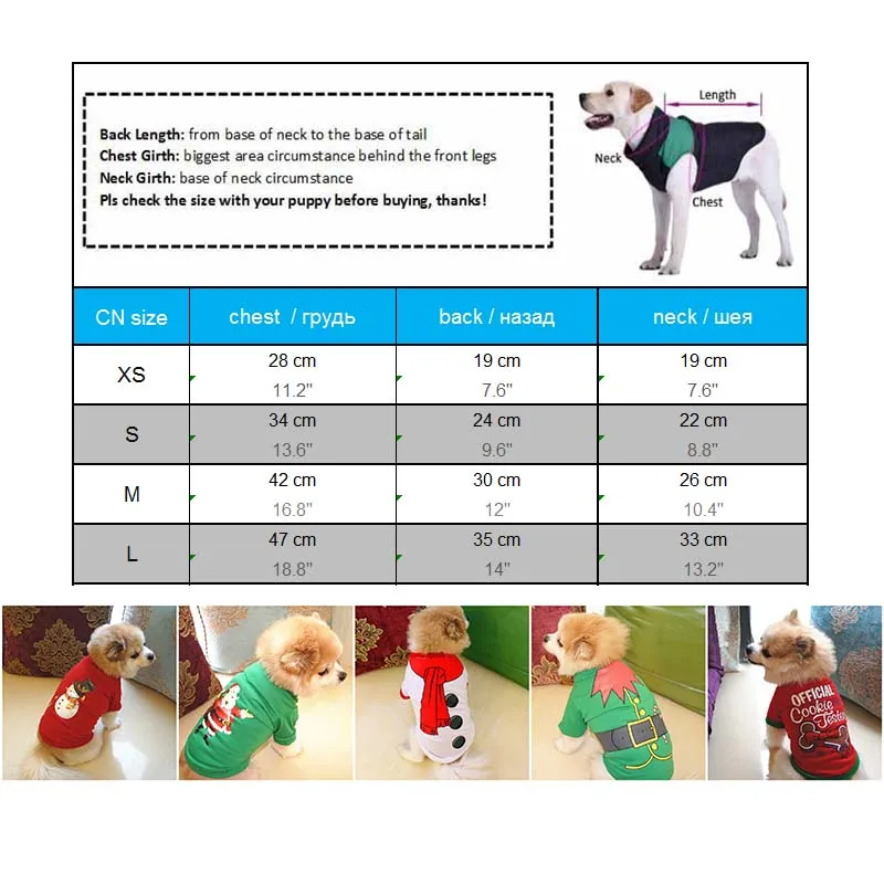 Рождественская рубашка для собак 6 цветов хлопковая футболка Одежда
