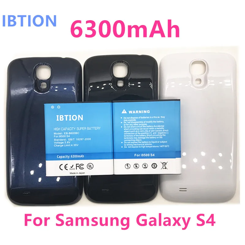 IBTION 6300 мАч расширенная батарея телефона для samsung Galaxy S4 i9500 + задняя крышка чехол