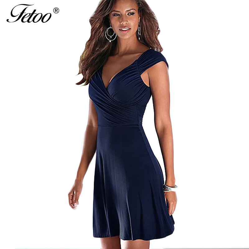 Fetoo летнее платье для женщин Повседневный Сарафан модное с v образным вырезом