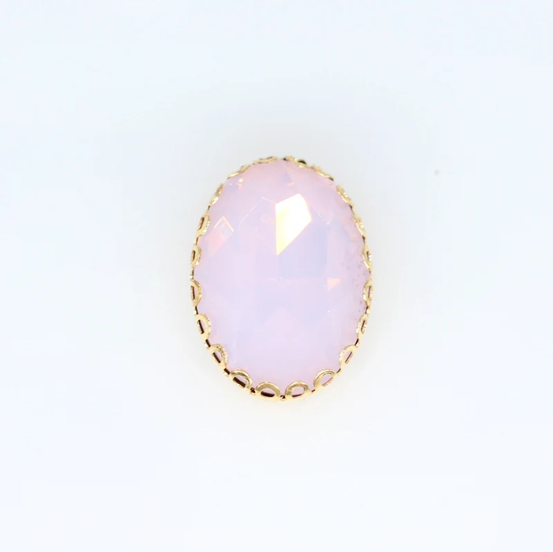 pink opal Все размеры, Овальный стеклянный камень, пришитые хрустальные стразы, Золотая основа, кружевная коготь, свадебная обувь, сумки, сделай сам, отделка, ювелирное изделие, бисер - Цвет: pink opal