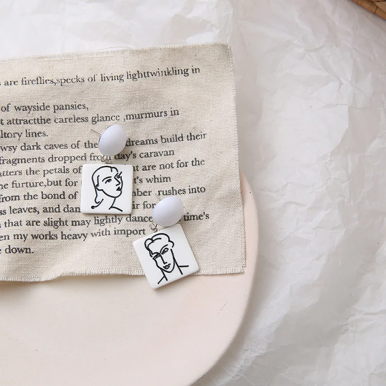 2019 модные полимерные висячие серьги женские акриловые асимметричные с