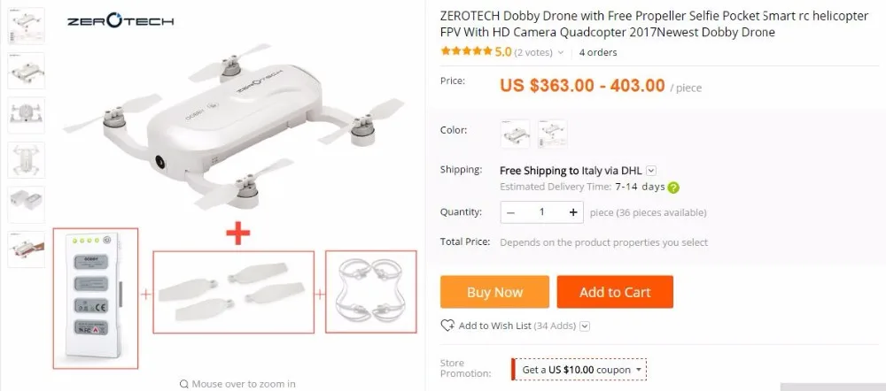 Карманный Дрон ZEROTECH Dobby для селфи FPV с камерой 4K HD и 3-осевым шарниром gps Mini RC Quadcopter PK DJI Phantom 3 standard 4k