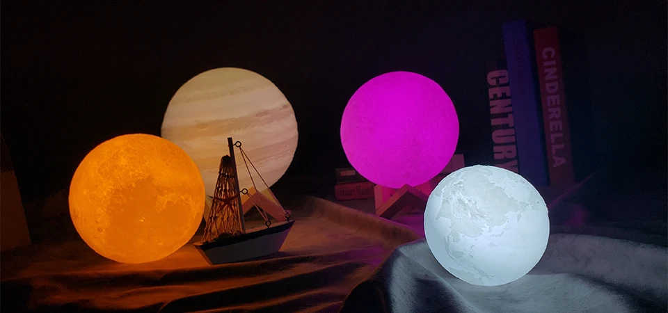 CHIZAO, 3D принт, светодиодный светильник, луна, земля, Юпитер, домашний декор для спальни, креативное настроение, ночник, светильник, USB, зарядка, сенсорный, Pat, управление, цветной