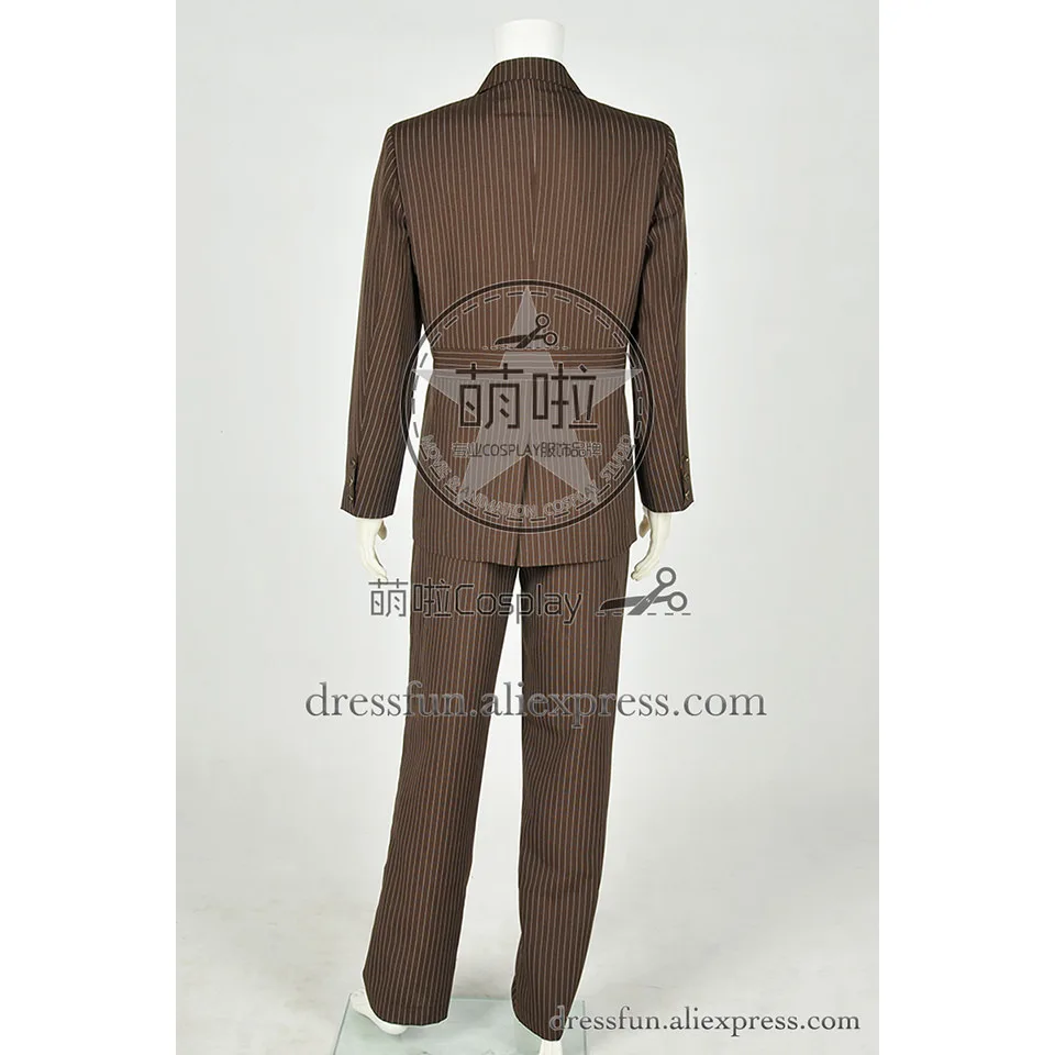 Who Is The Doctor Cosplay 10-й десятый костюм Доктора коричневый в полоску для Хэллоуина