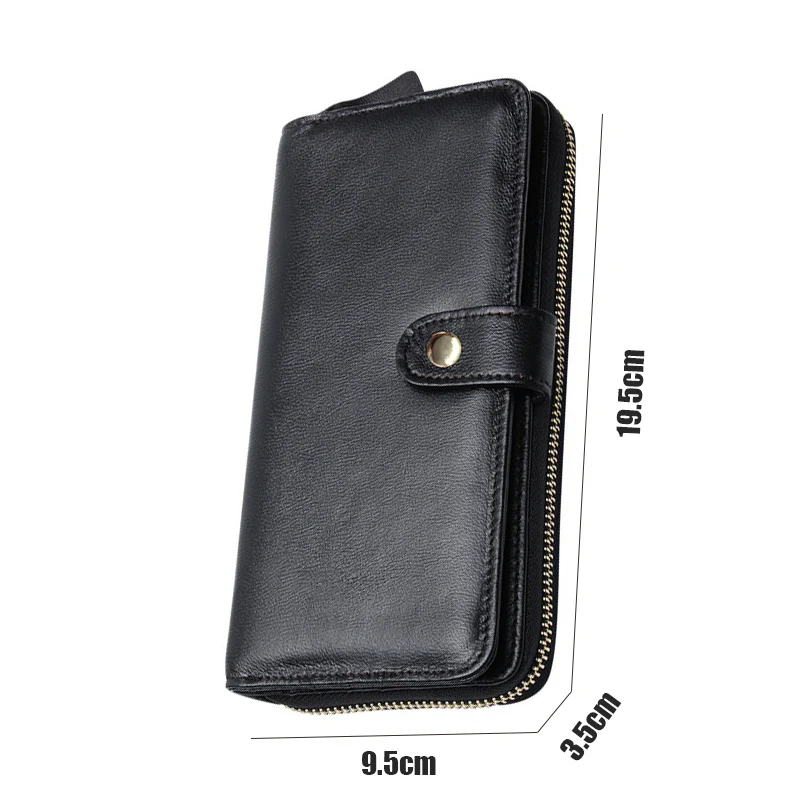 

New Fashion Women Wallets genuine Leather Zipper Wallet Women's Long Design Purse Multi-card position vintage Clutch female