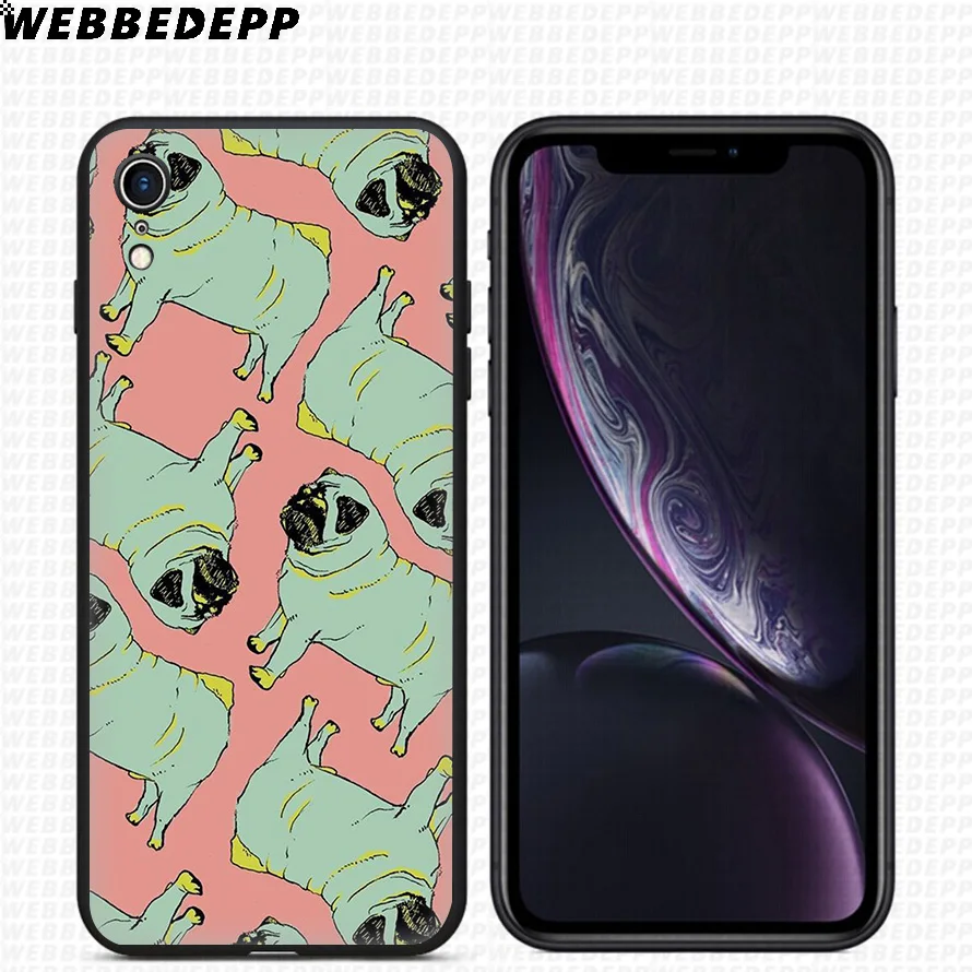WEBBEDEPP Мопс Забавный Мягкий силиконовый чехол для iPhone 11 Pro Xr Xs Max X или 10 8 7 6 6S Plus 5 5S SE