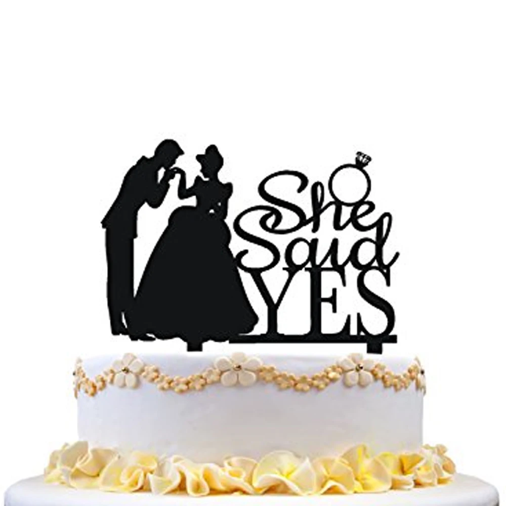 Топпер для торта She Said Yes свадебного невесты и жениха обручальное кольцо
