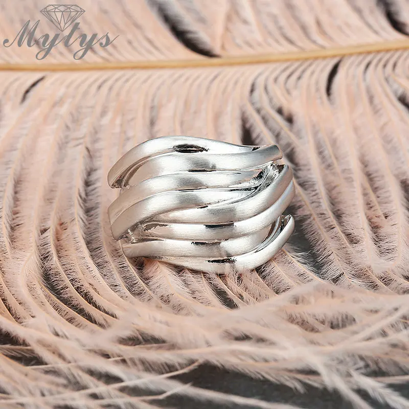 Модное обтекаемое кольцо Mytys для женщин новые модные геометрические массивные