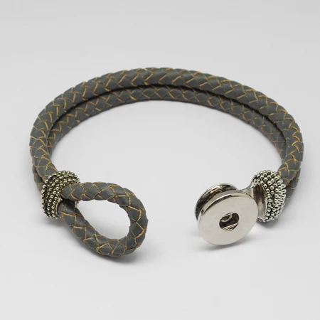 

Leather Snap Bracelet Jewelry Making with Brass Snap Buttons and Alloy Findings, 230x19mm; Half Hole: 4x6mm Fit Snap Buttons