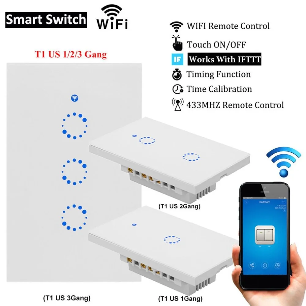 Умный беспроводной сенсорный выключатель панель из закаленного стекла