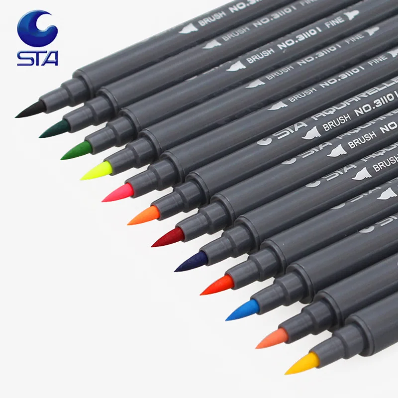 STA3110 80 Color Art Markers Double Head Watercolor Brush Pen For Drawing Stationery Dual Tip Design Sketch Manga | Канцтовары для