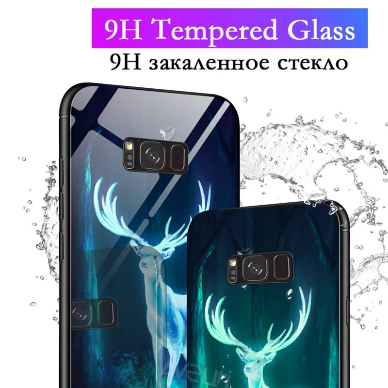 Чехол со светящимся стеклом для Samsung Galaxy Note 10 Plus S8 S9 S10 чехол из закаленного стекла
