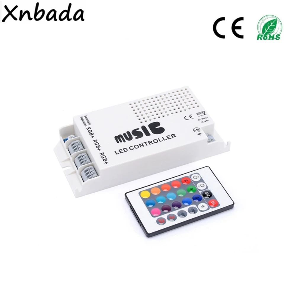 

RGB Music Led Controller With 24Keys Led Wireless IR Remote Controller For 5050 2835 RGB Led Strip Light DC12-24V