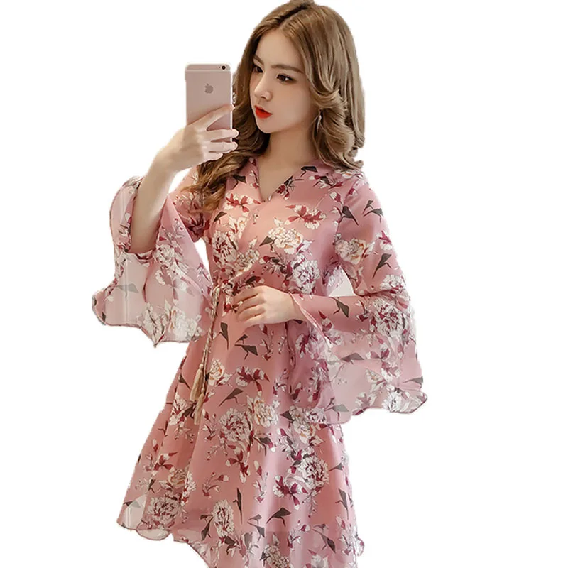 Женское винтажное шифоновое платье элегантное пляжное вечернее в Корейском